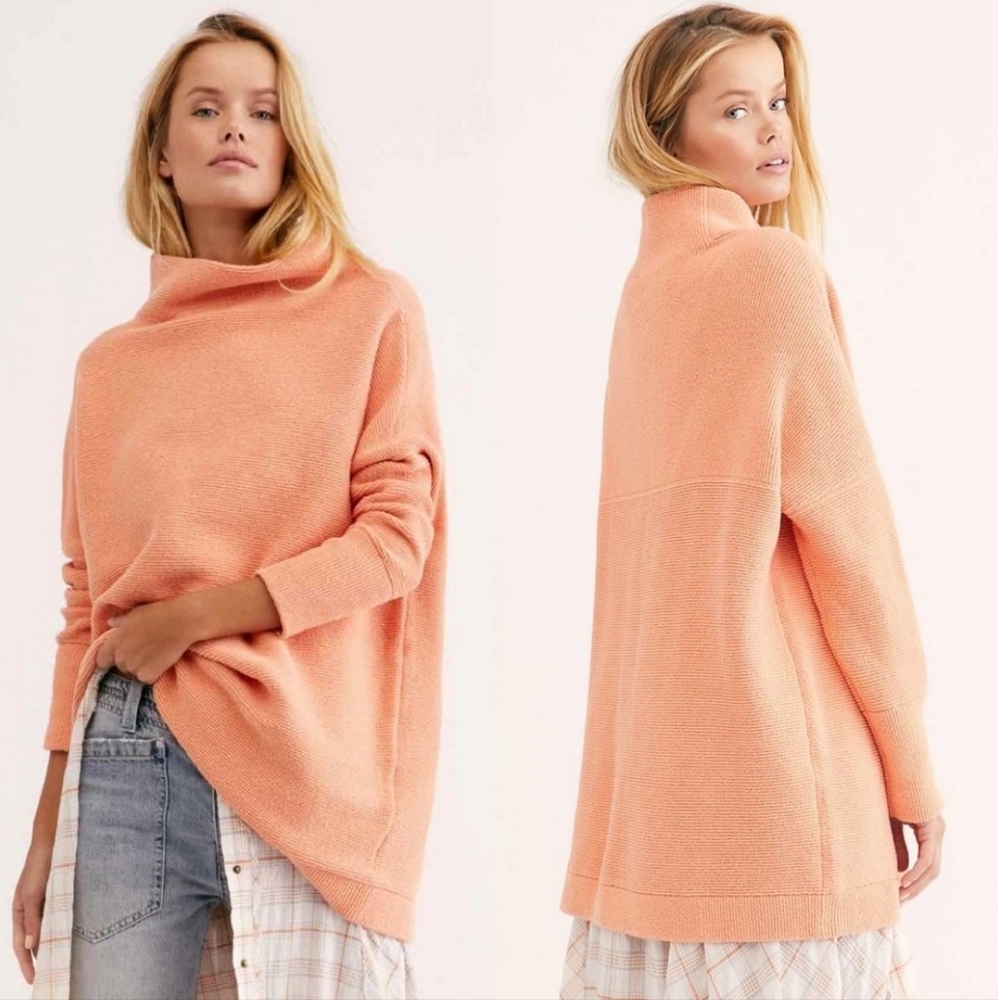 Free People Ottoman Slouchy Tunic Sweater XS Tangerine OB432957